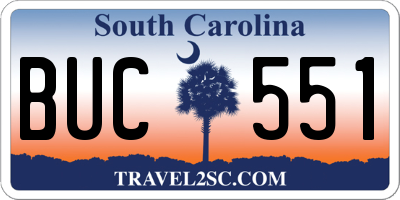 SC license plate BUC551