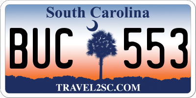 SC license plate BUC553