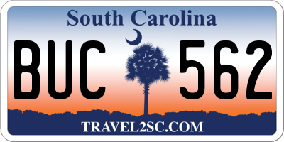 SC license plate BUC562