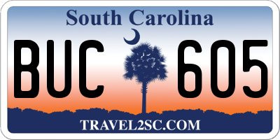 SC license plate BUC605
