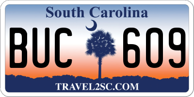SC license plate BUC609