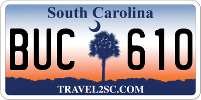 SC license plate BUC610