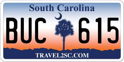 SC license plate BUC615