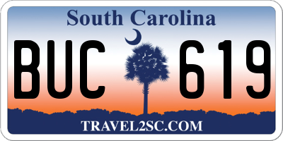 SC license plate BUC619