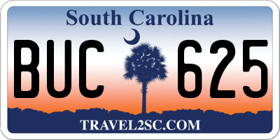 SC license plate BUC625