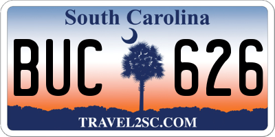 SC license plate BUC626