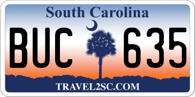 SC license plate BUC635