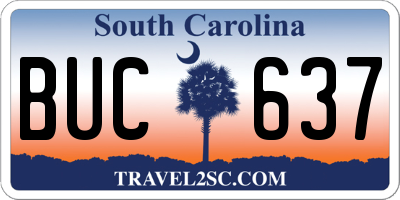 SC license plate BUC637