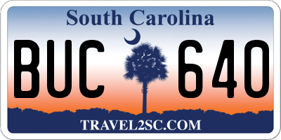 SC license plate BUC640