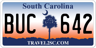 SC license plate BUC642
