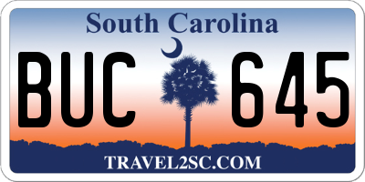 SC license plate BUC645