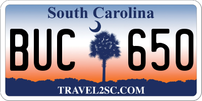 SC license plate BUC650