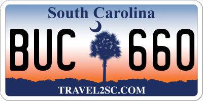 SC license plate BUC660
