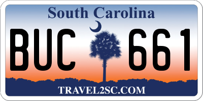 SC license plate BUC661