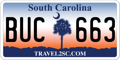 SC license plate BUC663