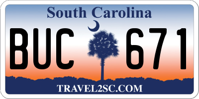 SC license plate BUC671