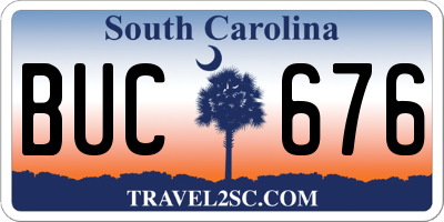 SC license plate BUC676