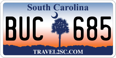 SC license plate BUC685