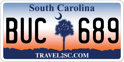 SC license plate BUC689