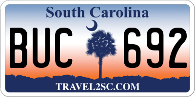 SC license plate BUC692