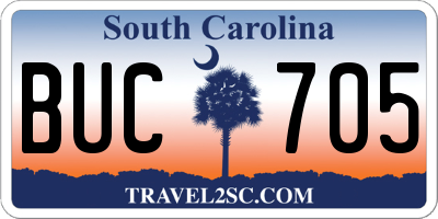 SC license plate BUC705
