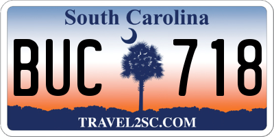 SC license plate BUC718