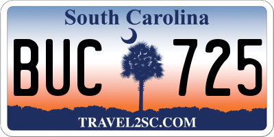 SC license plate BUC725