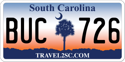 SC license plate BUC726