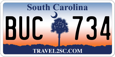 SC license plate BUC734