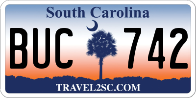 SC license plate BUC742
