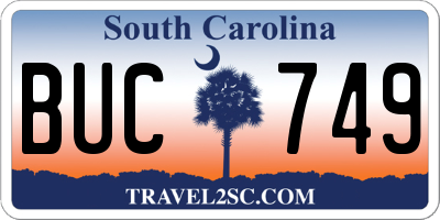 SC license plate BUC749