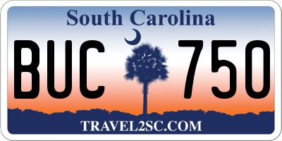 SC license plate BUC750