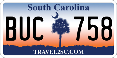 SC license plate BUC758