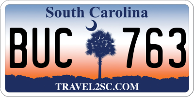 SC license plate BUC763