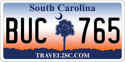 SC license plate BUC765