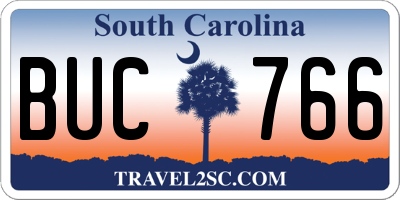 SC license plate BUC766