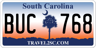 SC license plate BUC768