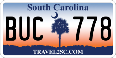 SC license plate BUC778