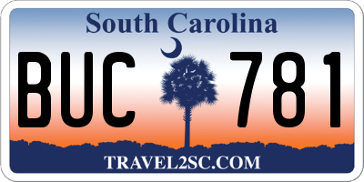 SC license plate BUC781