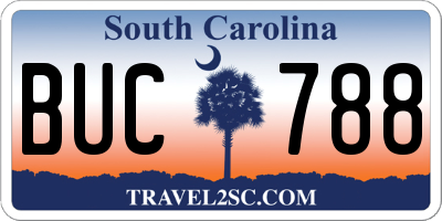 SC license plate BUC788