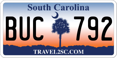 SC license plate BUC792