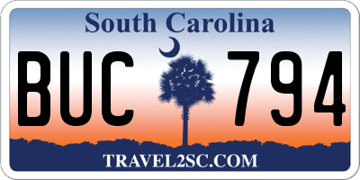 SC license plate BUC794