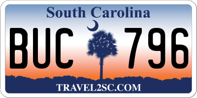 SC license plate BUC796