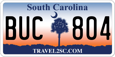 SC license plate BUC804