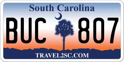 SC license plate BUC807