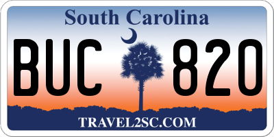 SC license plate BUC820