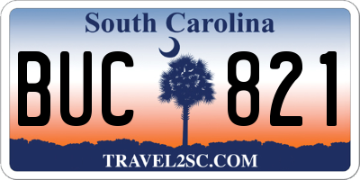 SC license plate BUC821