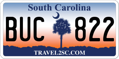 SC license plate BUC822