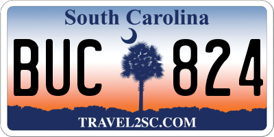SC license plate BUC824