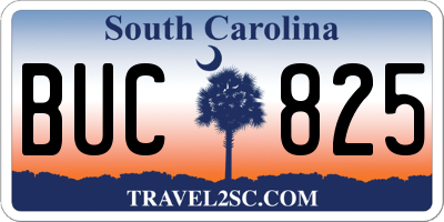 SC license plate BUC825